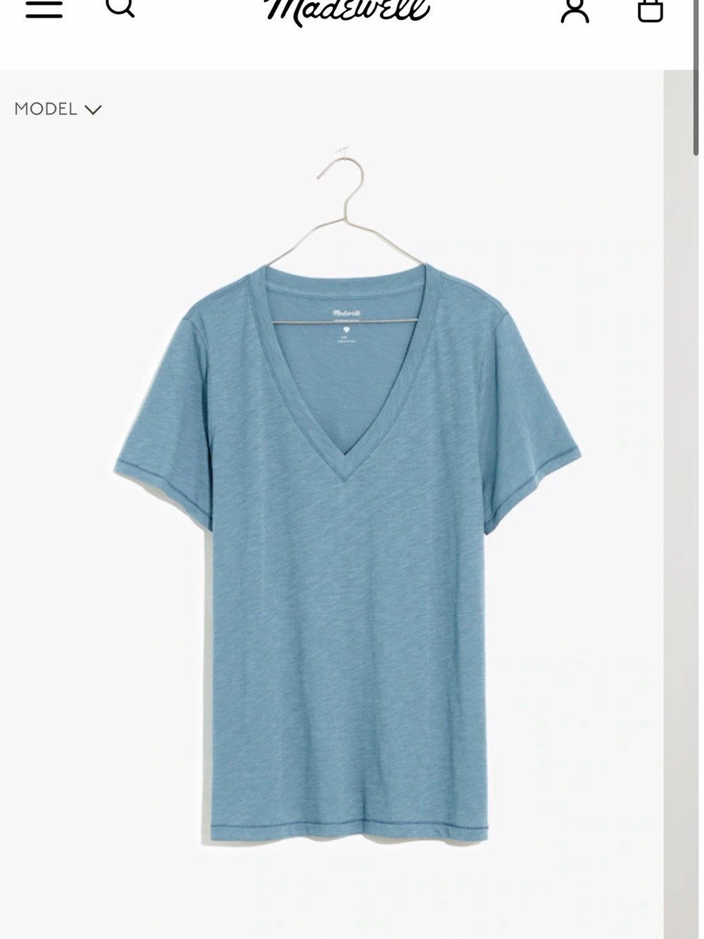Madewell Light Blue V-Neck Short Sleeve Tee